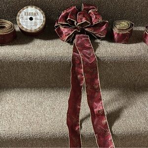 Elegant Burgundy Ribbon with Gold Accents